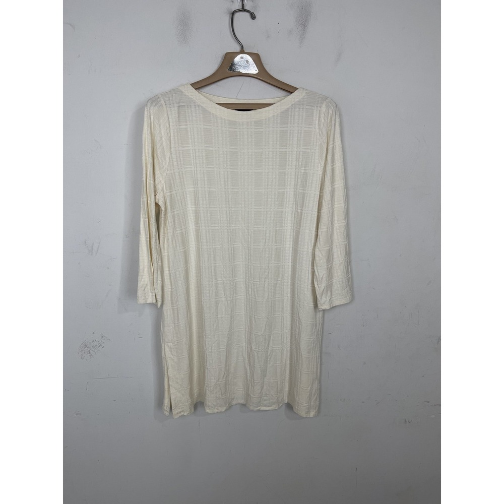 J. Jill WEAR-EVER Womens M Cream Long‎ Sleeve Textured Top Stretch